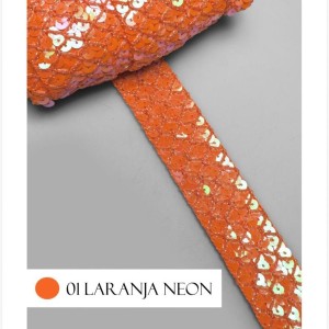 GALAO 179 01 LARANJA NEON PAET 35MM 20M