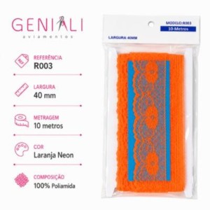 RENDA R003 40MM 10M 01 LARANJA NEON