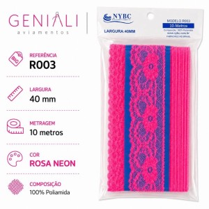 RENDA R003 40MM 10M 03 ROSA NEON