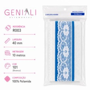 RENDA R003 40MM 10M 101 BRANCO