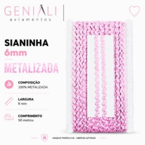 SIANINHA 6MM METALIZADA 132 ROSA 50M