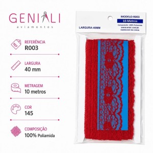 RENDA R003 40MM 10M 145 VERMELHO