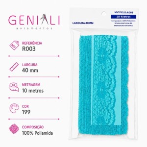 RENDA R003 40MM 10M 199 TURQUESA