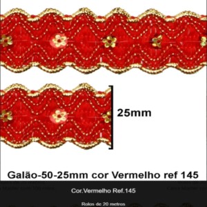 GALAO 50 145 VERMELHO OURO LARG:2,5CM