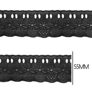 BORDADO C PF 310 PRETO 5,5CM 13,7M