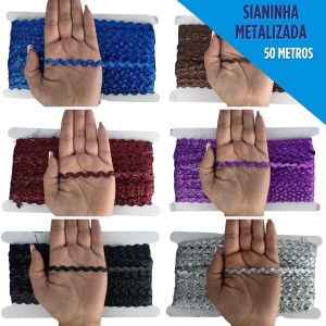 Sianinha 6mm Metalizada Rolo c/ 50mts NYBC – Diversas Cores