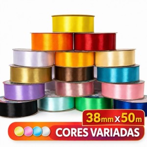 Fita de Cetim n9 - 38mm 50 Metros Diversas Cores