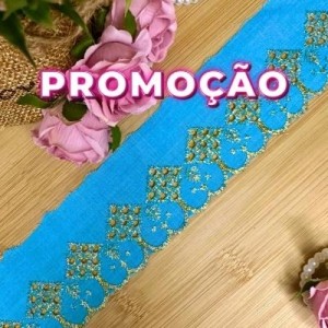 BORDADO LUREX 199/OURO TURQUESA 5,0CM