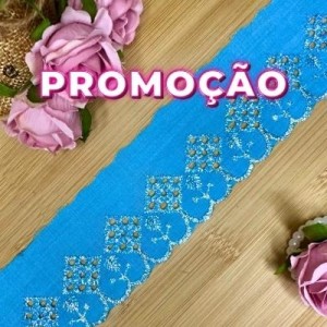 BORDADO LUREX 199/PRATA TURQUESA 5,0CM