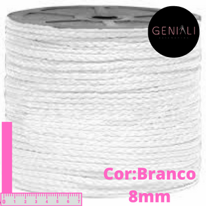 CORDAO P12 POLIESTER BRANCO 8MM 50METROS