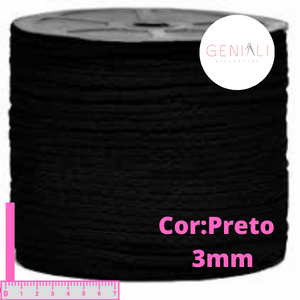 CORDAO P2 POLIESTER PRETO 3MM 100METROS