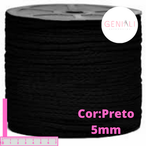 CORDAO P6 POLIESTER PRETO 5MM 100METROS