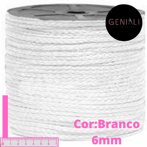 CORDAO P8 POLIESTER BRANCO 6MM 100METROS