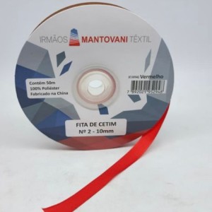 FITA DE CETIM MANTOVANI 10MM VERMELHO