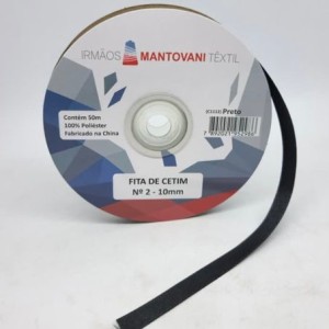FITA DE CETIM MANTOVANI 10MM PRETO