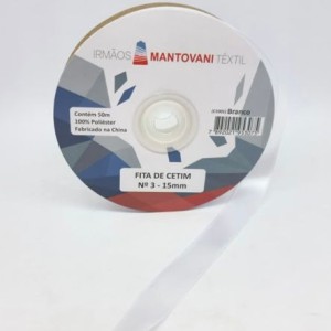 FITA DE CETIM MANTOVANI 15MM BRANCO