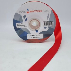 FITA DE CETIM MANTOVANI 22MM VERMELHO