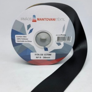 FITA DE CETIM MANTOVANI 38MM PRETO
