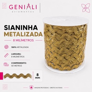 SIANINHA 8MM METAL OURO CONE 50M