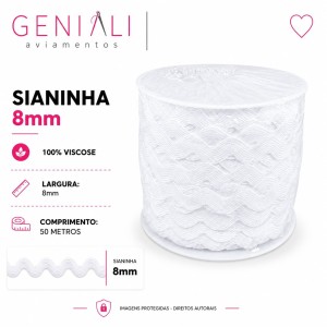 SIANINHA 8MM 101 BRANCO 50M CONE
