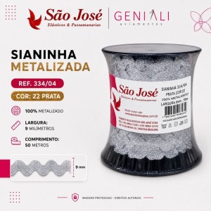 SIANINHA 9MM METALIZADA PRATA 334/04 50M