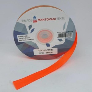 FITA CETIM N3 15MM 50M LARANJA NEON MANT