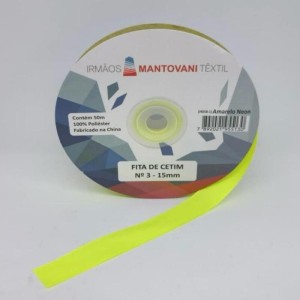 FITA CETIM N3 15MM 50M AMARELO NEON MANT
