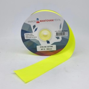 FITA CETIM N9 38MM 50M AMARELO NEON MANT