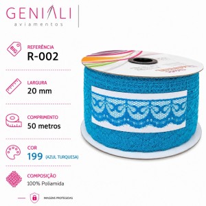 RENDA R002 20MM 50M 199 TURQUESA