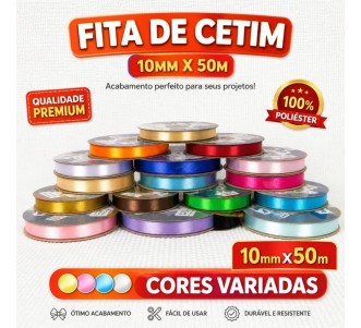 Fita de Cetim n2 - 10mm 50 Metros Diversas Cores